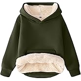 Kissonic Unisex Boys Girls Fleece Sherpa Lined Hoodie Winter Warm Kids Hooded Sweatshirt