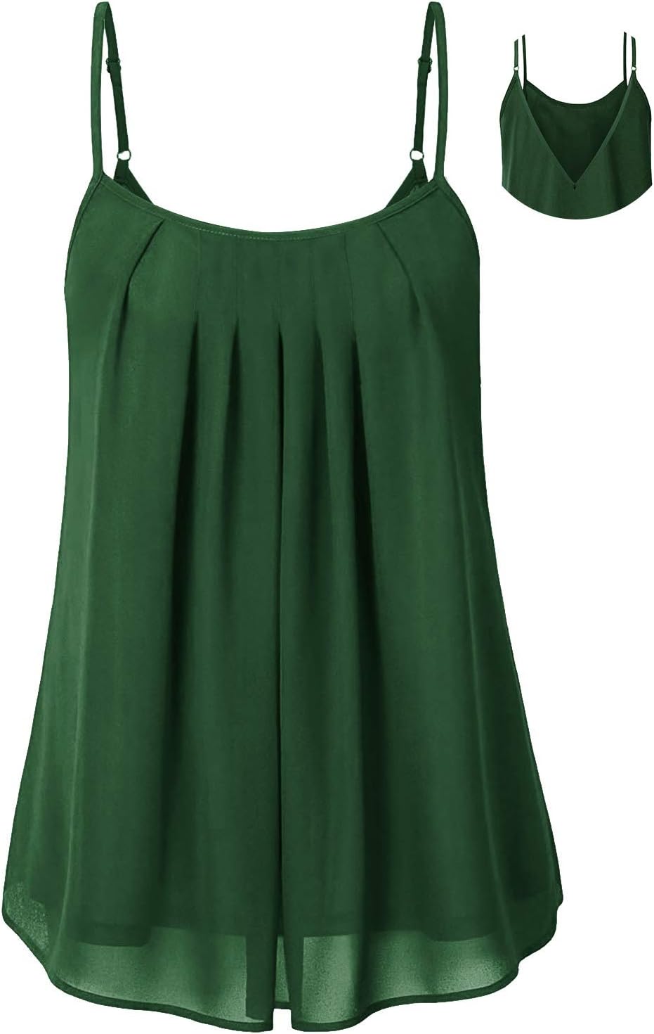 Women's Pleated Chiffon Layered Camisole Sexy Summer Cami Tank Tops