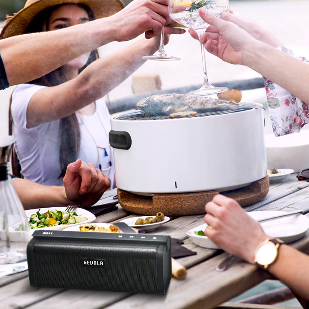 GEVALA Stereo Sound Bluetooth Speaker with Real 10W Dual Full-Range Drivers, Patented Bass Port and Fine-Tuned Digital Signal Processor, Heavy Wireless Speakers for Cellphone, Laptop, and More