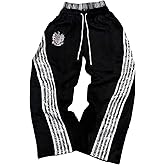 SOLY HUX Men's Baggy Sweatpants Y2k Striped Side Drawstring Elastic Waist Wide Leg Pants Streetwear