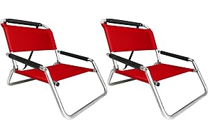 2 Pack of Neso Lightweight Water Resistant Beach Chairs with Shoulder Strap and Slip Pocket - Folds Thin (Lehua Red)