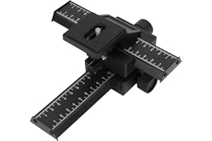 Macro Focusing Rail Slider, 4 Way Aluminum Alloy Close Up Slider with 1/4 Inch Screw Hole, 360° Rotatable Stable Macro Slide,