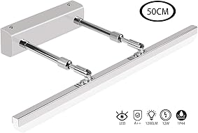 12W LED Lámpara de espejo Armario Baño Lámpara IP44 Neutro Blanco 4000 K 500 X 200 X 65 mm 1000 lm Anti niebla Niebla Lámpara de gabinete de espejo de acero inoxidable [Clase de eficiencia energética A++]