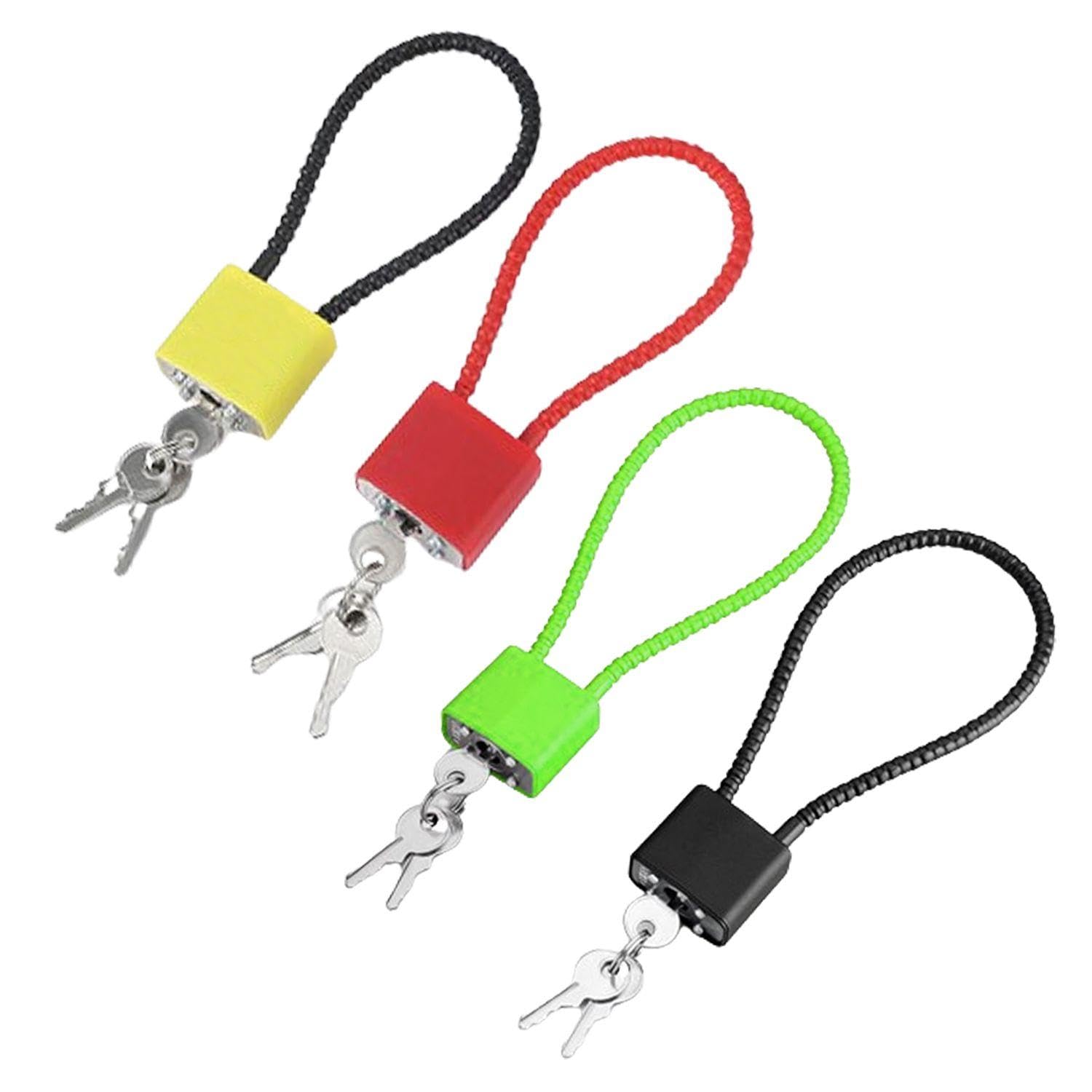 VBRHFRIF 4 Pieces Heavy-Duty Padlocks, Key Safety Padlocks, Wheeled Ground Box Locks, Wheeled Trash Bins, Yellow, Red, Green, Black