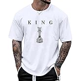 Kelxjia Men's King Chess Shirt Graphic Tees Designer Printed T Shirts for Men Urban Letter T-Shirt Streetwear