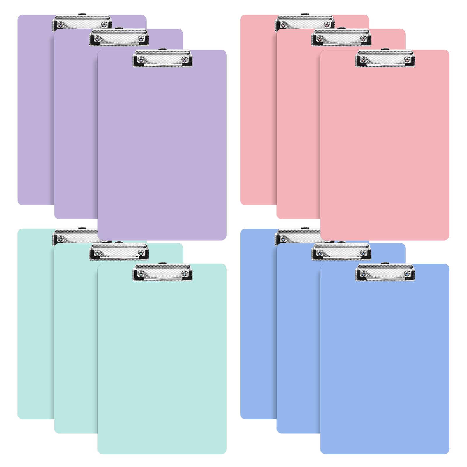 Photo 1 of 12pcs Plastic Clipboards Colored Clipboards 12.3 x 8.8 Inch Low Profile Clip Boards for Standard A4 Letter Size Portable for Classroom Office Supplies Students Painting Note-Taking Writing Pads