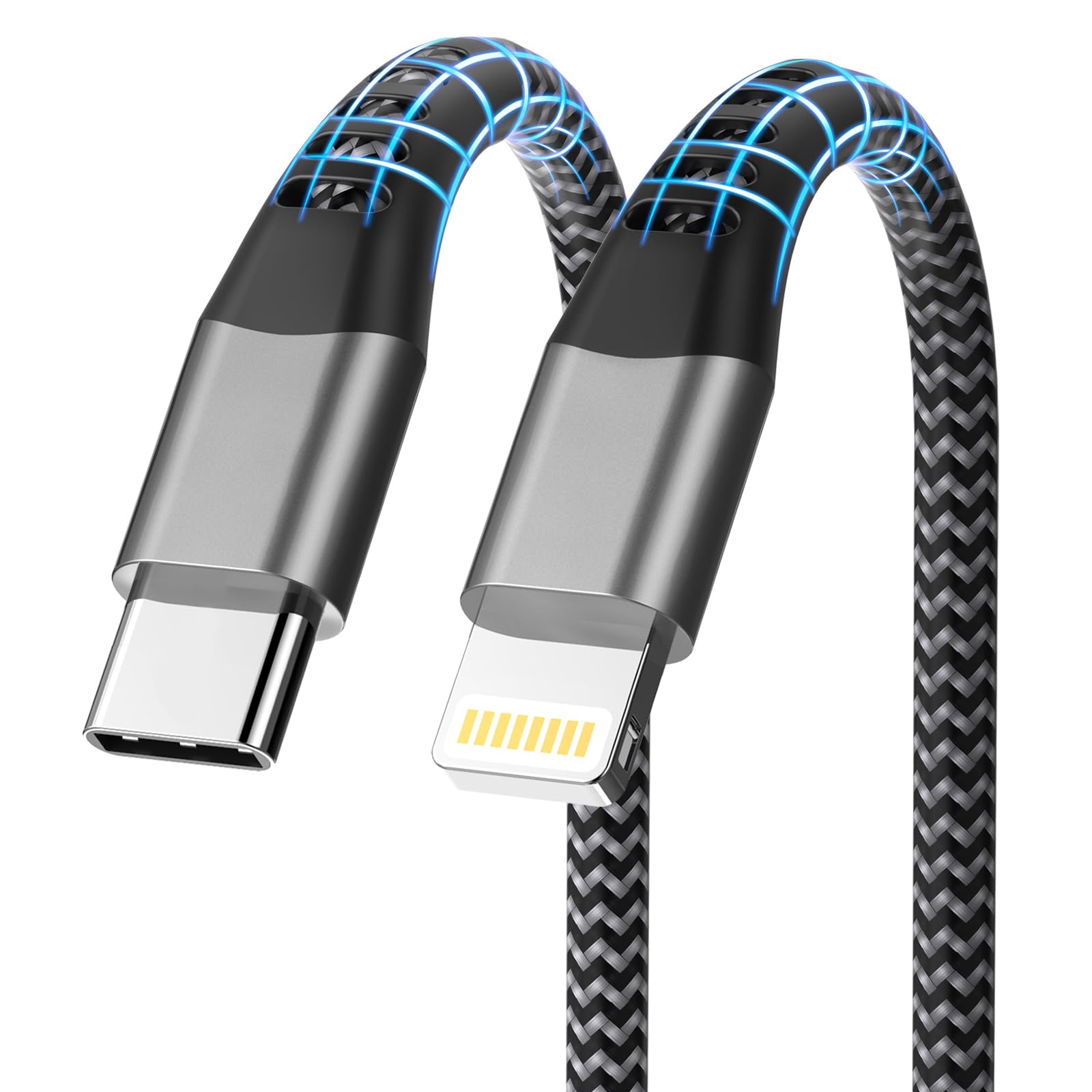 USB C to Lightning Cable 2M [MFi Certified], USB C iPhone Charger Cable iPhone Wire Nylon Braided Fast Charging Lead for Apple i-Phone 14 Pro Max 13 12 Mini X XS XR SE 8
