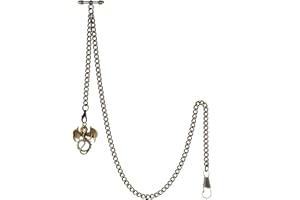 TREEWETO Men's Albert Chain Pocket Watch Curb Link Key Chain 2 Hooks with Antique Dragon Pendant Design Charm Fob T Bar