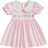 Kids Toddler Baby Girl Easter Outfit Easter Egg Smocked Dress Puff Sleeve Plaid Dresses Cute Girls Spring Outfits