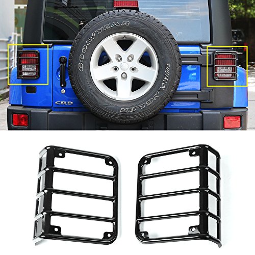 JeCar Jeep Tail Light cover Black Rear Euro Tail Light Guard Protector for 2007-2017 Jeep Wrangler JK & Unlimited - Thumbnail 2