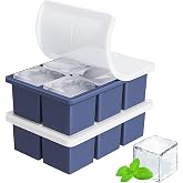 Large Ice Cube Tray for Whiskey: FDDBI Silicone Ice Cube Trays with Lid - 2Pack Big Square Old Fashioned Ice Cube Maker for C