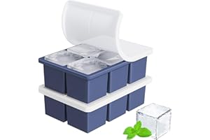 Large Ice Cube Tray for Whiskey: FDDBI Big Square Ice Cube Maker for Cocktail - 2 Pack Silicone Old Fashioned Ice Cube Trays - 2 Inch Huge Cubed Ice Trays for Whisky