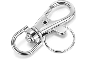 YHYZ Keychain Key Chain Rings Clips Swivel Bulk (Sliver), Swivel Lanyard Snap Hooks X 8pcs with 8pcs Rings, Small Lobster Claw Clasp, for Keychain Crafts Resin Projects Making, Lanyard, Bag, Purse,Tag
