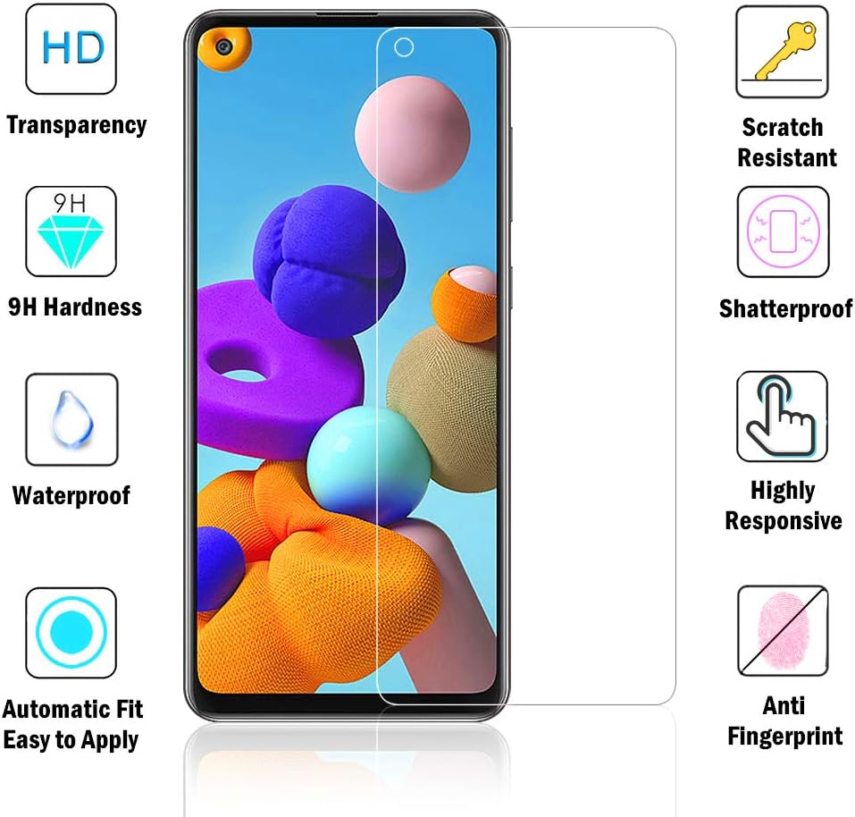 AHABIPERS 3 Pack Tempered Glass for Samsung Galaxy A21S Screen Protector, Easy Bubble-Free Installation, 9H Hardness - Image 3