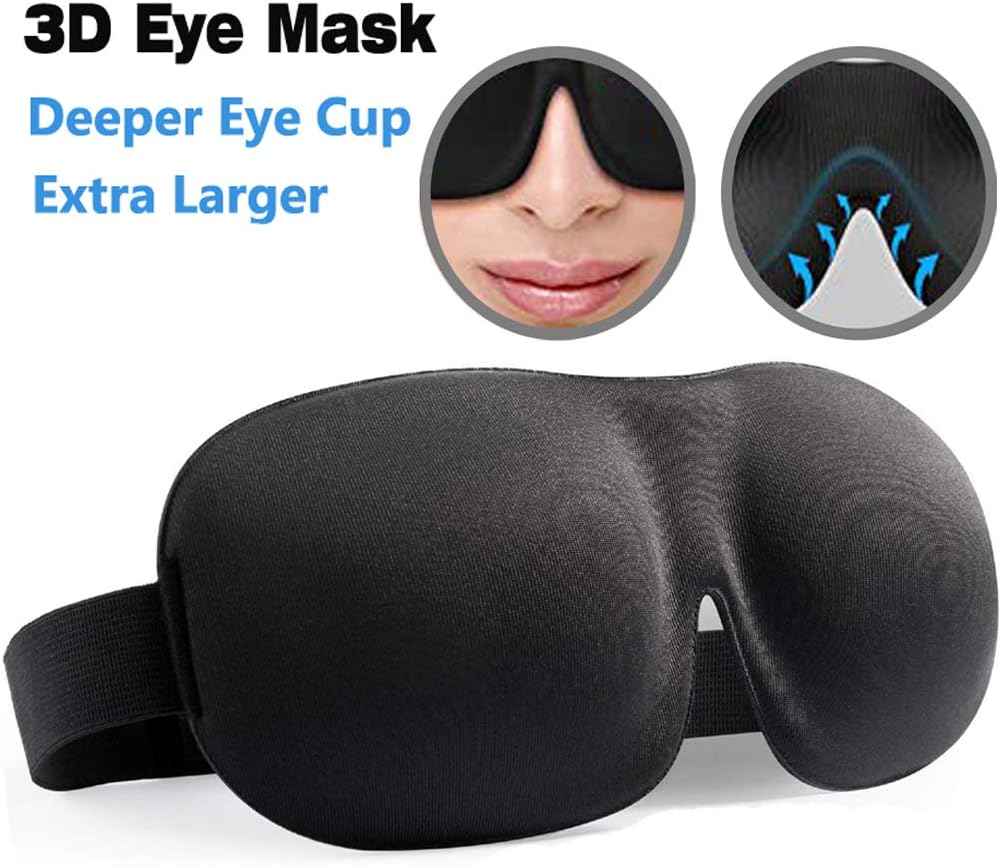 Sleep Mask,Upgraded Eye Mask,100% Light Blackout Contoured 3D,Comfortable Eye Mask No Pressure for Men Women,Travel,Switch Work,Night,Nap(Black)