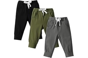 DREAM BUS Pack of 3 Toddler Jogger Pants with Pocket Toddler Boy Sweatpants Baby Boy Pants Infant Newborn Leggings