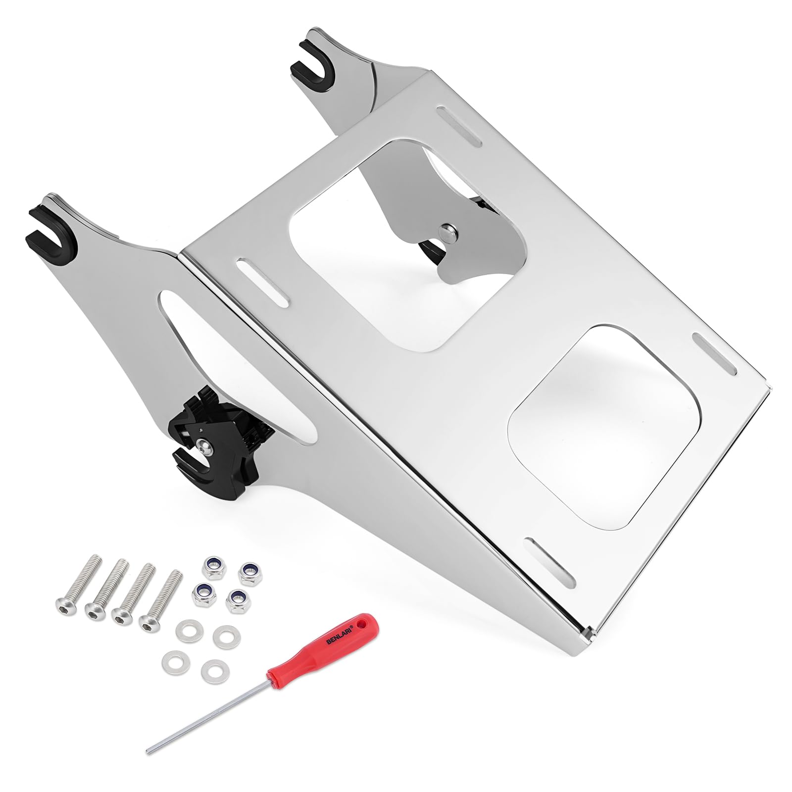 Photo 1 of Benlari Thicker Tour Pack Mount Detachable 2-Up Trunk Tour Pack Mounting Rack Fit for Harley Davidson Touring Street Glide Road King Road Glide Electra Glide 2014-2024 (Chrome)