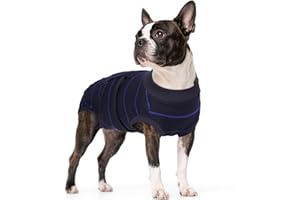 Kuoser Dog Surgery Recovery Suit, Soft Breathable Dog Recovery Suit for Female Spay Male Nueuter, Anti Licking Puppy Onesie Pet Surgical Suit for Dogs Abdominal Wounds Skin Disease, Blue Strips S