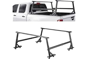 VEVOR Truck Ladder Rack, 21-31.5 in Height, Adjustable Non-Drilling Aluminum Cargo Rack with Sidebar, 800 lbs Static Capacity