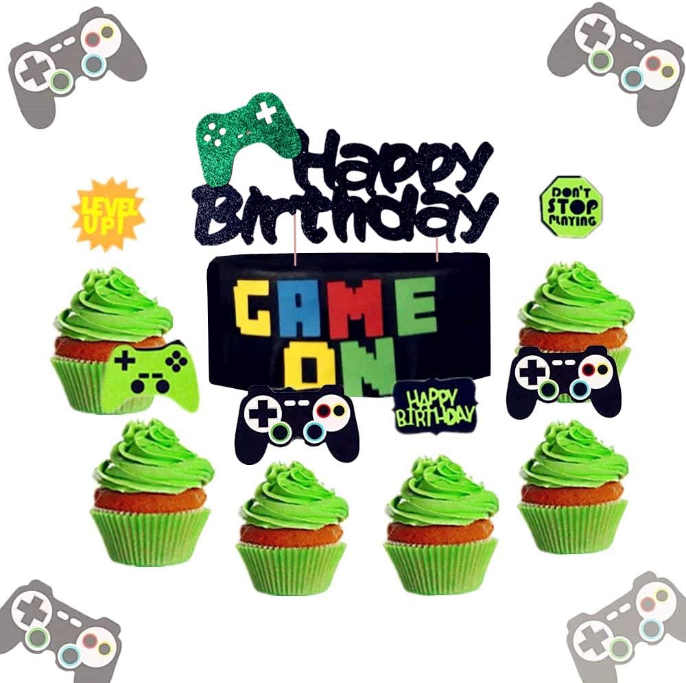 LaVenty 29 PCS GAME ON Cupcake Toppers Video Game Cupcake