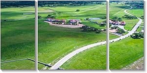 3 Panel Canvas Wall Art Luxury mansion home on vineyard winery open green Texas hill country Framed Print Picture Painting and Posters Living Room Bedroom for Home Decor Artwork Ready to Hang