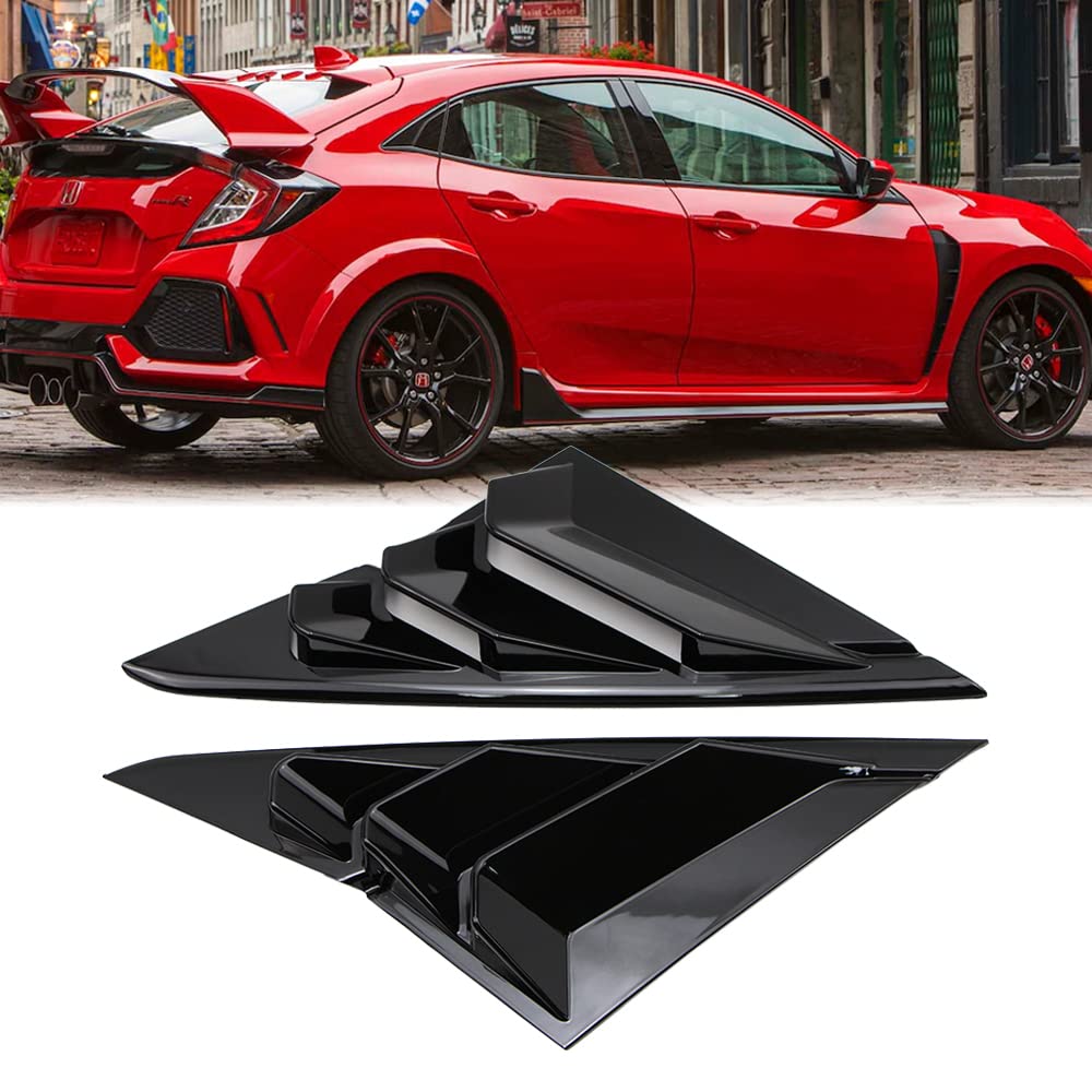 Photo 1 of Dreamseek Rear Side Window Louvers for Honda Civic Type R, Hatchback 2016 2017 2018 2019 2020 2021 10th Gen ABS Scoop Shade Cover Air Vent Blinds Racing Style Shutter in Glossy Black