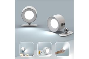 Koopala 2PACK LED Wall Lamps with Rechargeable Battery Operated, Wall Mounted Lights with 3 Brightness 3 Color Temp Removable Charging 360°Rotate Magnetic, Cordless Wall Sconces for Reading Bedside