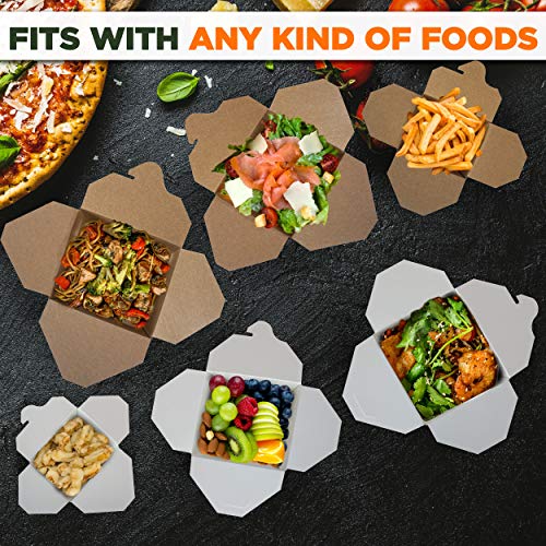 [50 Pack] 16 oz Chinese Take Out Boxes 3.8x3” Plain Kraft Paperboard