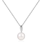 GAVU 925 Sterling Silver Freshwater Pearl Necklace for Women, Handpicked AAA Single Pearl Pendant Necklace