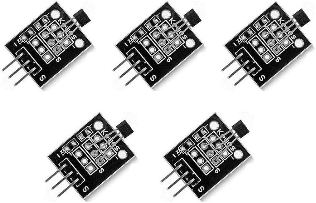 Fasizi 5pcs Hall Effect KY-003 Magnetic Sensor Module DC 5V For Arduino PIC AVR Smart Cars