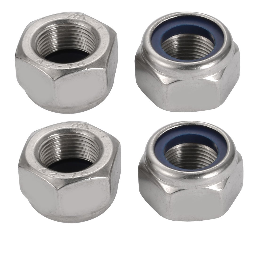 Sourcingmap 4pcs M20 x 1.5mm Pitch Metric Fine Thread 304 Stainless Steel Hex Lock Nuts