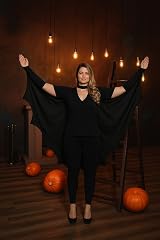 HENBRANDT Premium Adult Black Bat Cape Costume Accessory One Size Unisex view 3