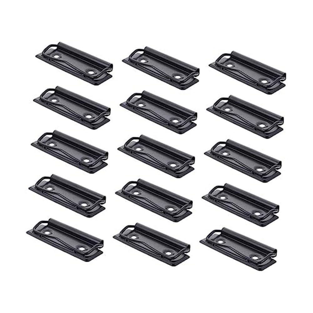 Fladhheg 15 PCS Stationery Plate Holder Stainless Steel Clips Office Folders Black Mountable Clipboards Clips File