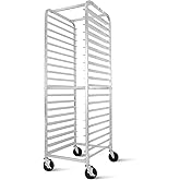 BIEAMA 20-Tier Sheet Pan Rack, NSF Bun Pan Rack, Aluminum Bakery Rack, Home Commercial Kitchen Bakery Cooling Rack, 4 Wheels