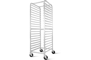 BIEAMA 20-Tier Sheet Pan Rack, NSF Bun Pan Rack, Aluminum Bakery Rack, Home Commercial Kitchen Bakery Cooling Rack, 4 Wheels