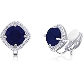 YOQUCOL 7mm Cubic Zirconia Crystal Clip On Square Non Pierced Stud Earrings For Women
