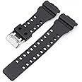 Hooxue 16mm Rubber Watch Band Stainless Steel Buckle Replacement Casio Mens G-Shock GD-100/GD-110/GD120/GA-100/GA-110/GW-8900