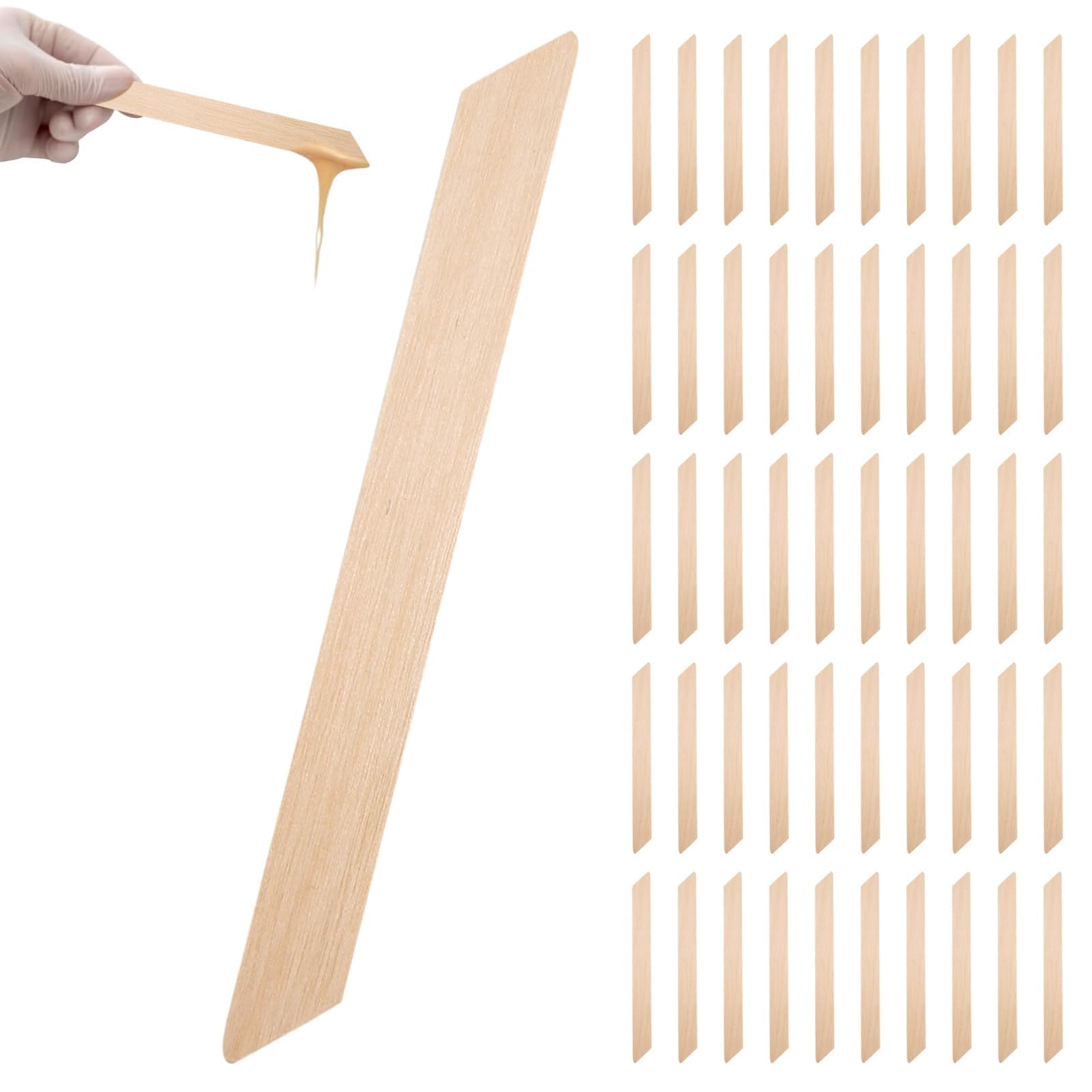 Agatige 50Pcs Wooden Wax Spatulas Applicator, Waxing Sticks Spatulas Wood Craft Eyebrow Wax Sticks for Body Facial Hair Removal