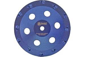 DiamaPro Systems DT-CW-7-PCD-12SEG-T Threaded 7 Inch 12 Segment 1/4 Round PCD Concrete Grinding Cup Wheel Grinding, Preparation, & Removing Coating