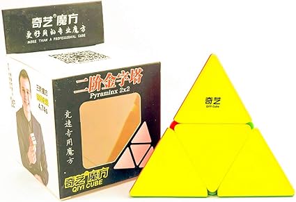 D ETERNAL Rubiks Rubix QiYi 2x2 Pyramid Cube Speed Triangle Pyraminx Puzzle Cube, Multicolor