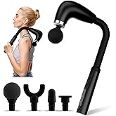 BEONISI Massage Gun with Upgraded Extension Handle,Back Massage Gun Deep Tissue,Back Massager for Pain Relief for Muscles Neck Shoulders Waist Arm Legs Foot,4 Replaceable Heads & 9 Speeds (Black)