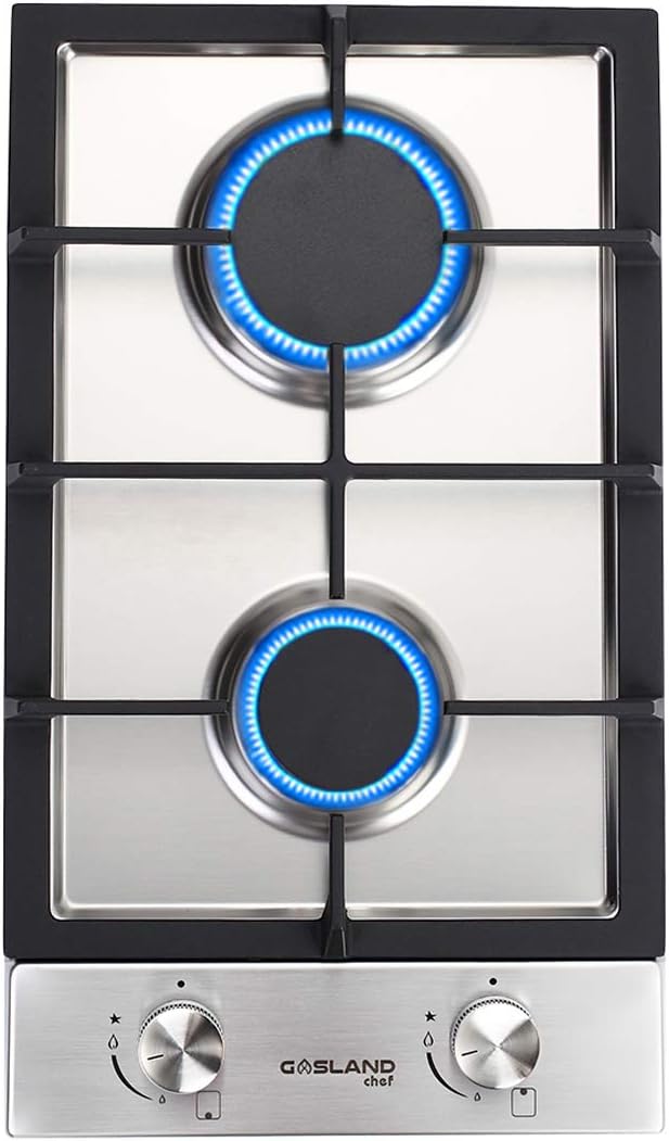 12 Inch Stainless Steel Gas Stove Top 2 Burner Dropin Propane/Natural
