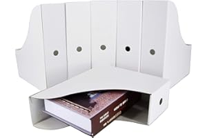 HUAPRINT White Magazine Holder(6 Pack) Cardboard Magazine File Holder-Folder Holder,Magazine Organizer,Document Organizer,Magazine Storage Box,With Labels