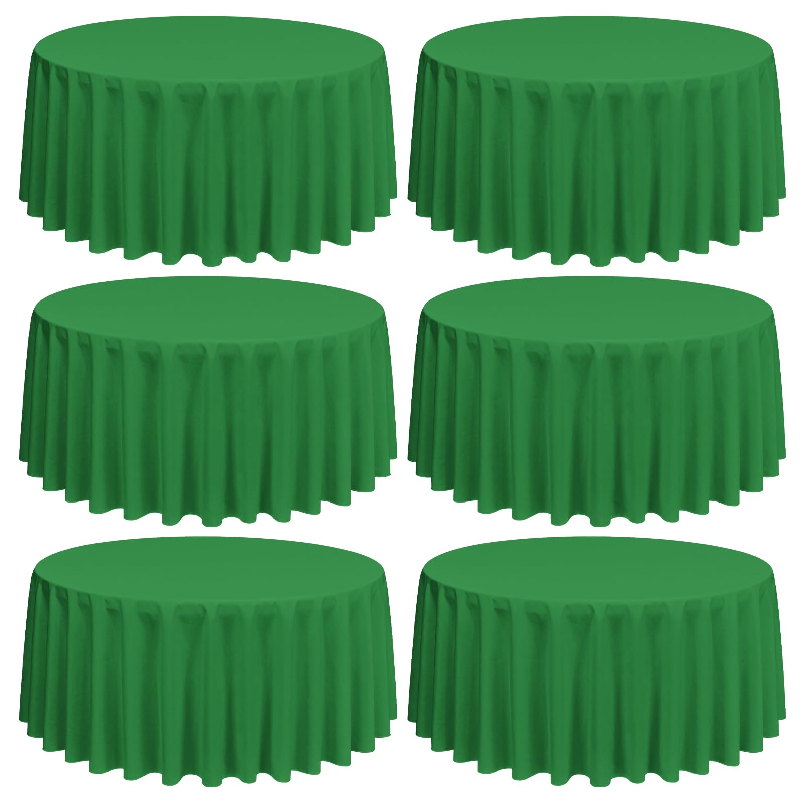 Lumaycens 6 Pack Green Round Tablecloths,90 Inch Round Table Cloth Washable and Reusable Stain and Wrinkle Resistant Polyester Fabric for Wedding Party Banquet Camping Restaurant Decoration