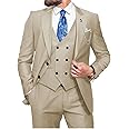 Wangyue Men Double Breasted Suit 3 Piece Slim Fit Suits Elegant Peak Lapel 2 Button Blazer Vest Pants Sets Men's Suits