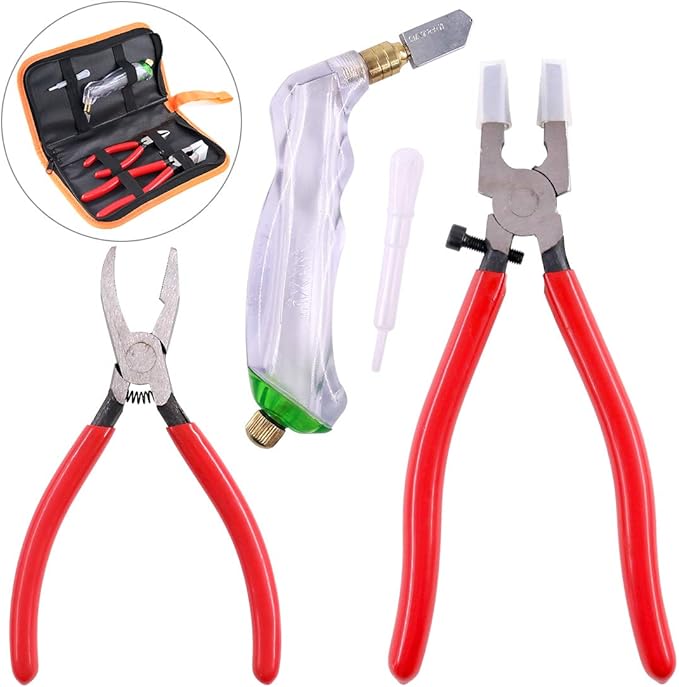 Swpeet 3Pcs Heavy Duty Glass Running Pliers, Breaker Grozer