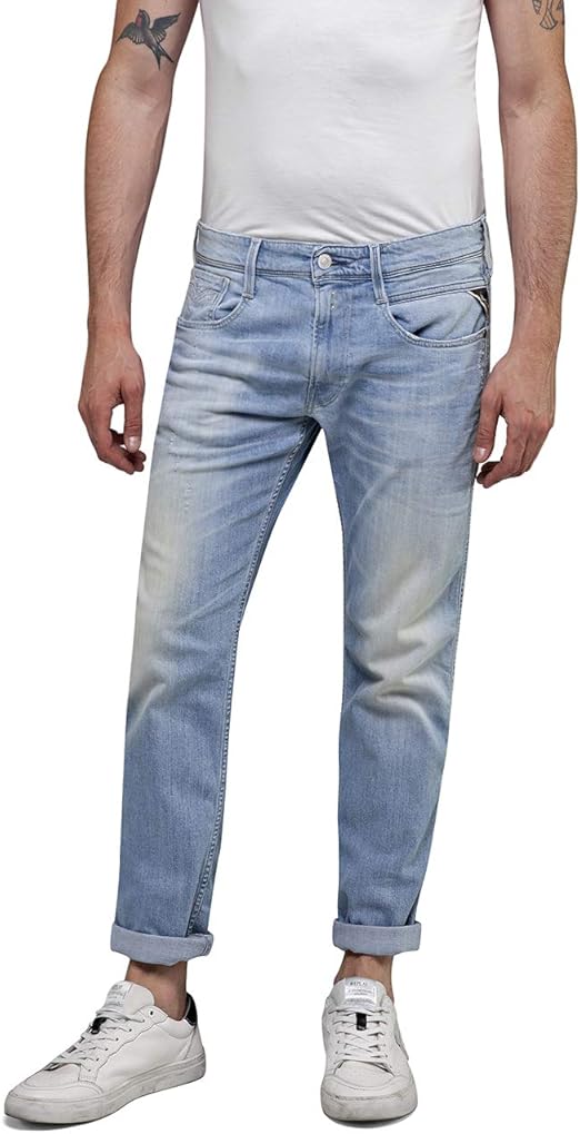 Amazon.com: Replay, Slim Fit Anbass Jeans, Blue, RPY_M914 .032.573 664.010-36: Clothing