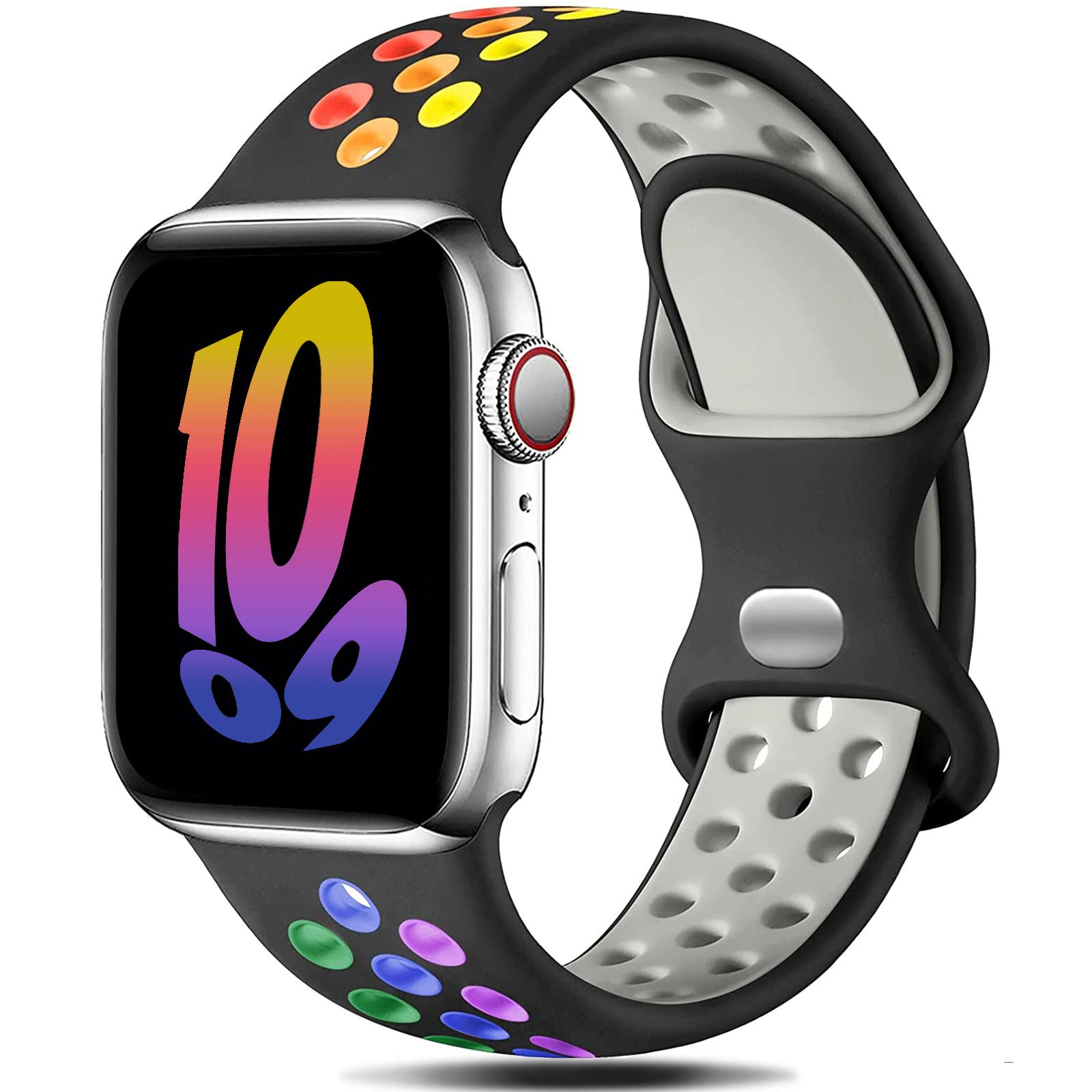 Sport Strap Compatible with Apple Watch Straps 44mm 42mm 45mm 46mm 49mm 41mm 40mm 38mm,Breathable Silicone Sport Band Replacement for iWatch Series Ultra 10/9/8/7/6/5/4/3/2/1/SE Men Women