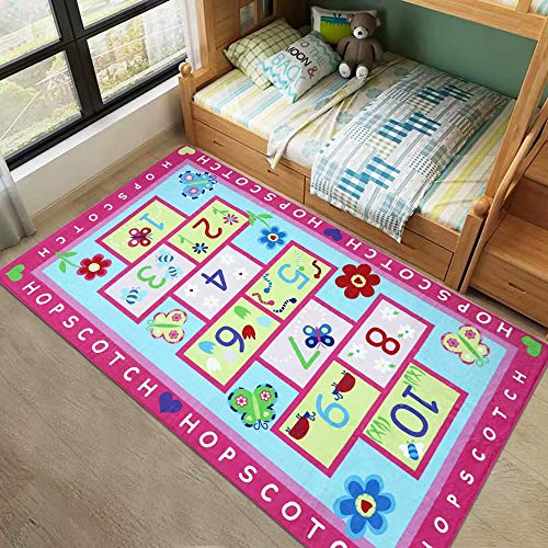 LIVEBOX-Hopscotch-Kids-Play-Mat-4-x-6-Playroom-Area-Rug-Soft-Flannel-Children-Carpet-Great-for-Educational-Fun-with-Toys-Throw-Rug-for-Living-Room-Bedroom-Nursery-Best-Shower-Gift