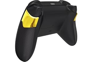 eXtremeRate Performance Rubberized Grips Replacement Back Panels for Xbox Series X|S, Chrome Gold Non-Slip Diamond Texture Side Rails Handles for Xbox Core Controller- Controller Not Included